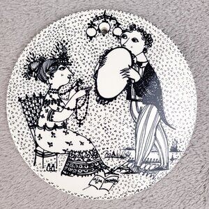 Bjorn Wiinblad September Ceramic Round Tile Plate Saison Start Nymolle Denmark